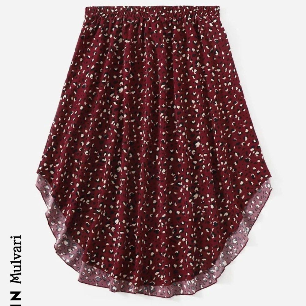 Maroon Cheetah Print Maxi Skirt 2XL